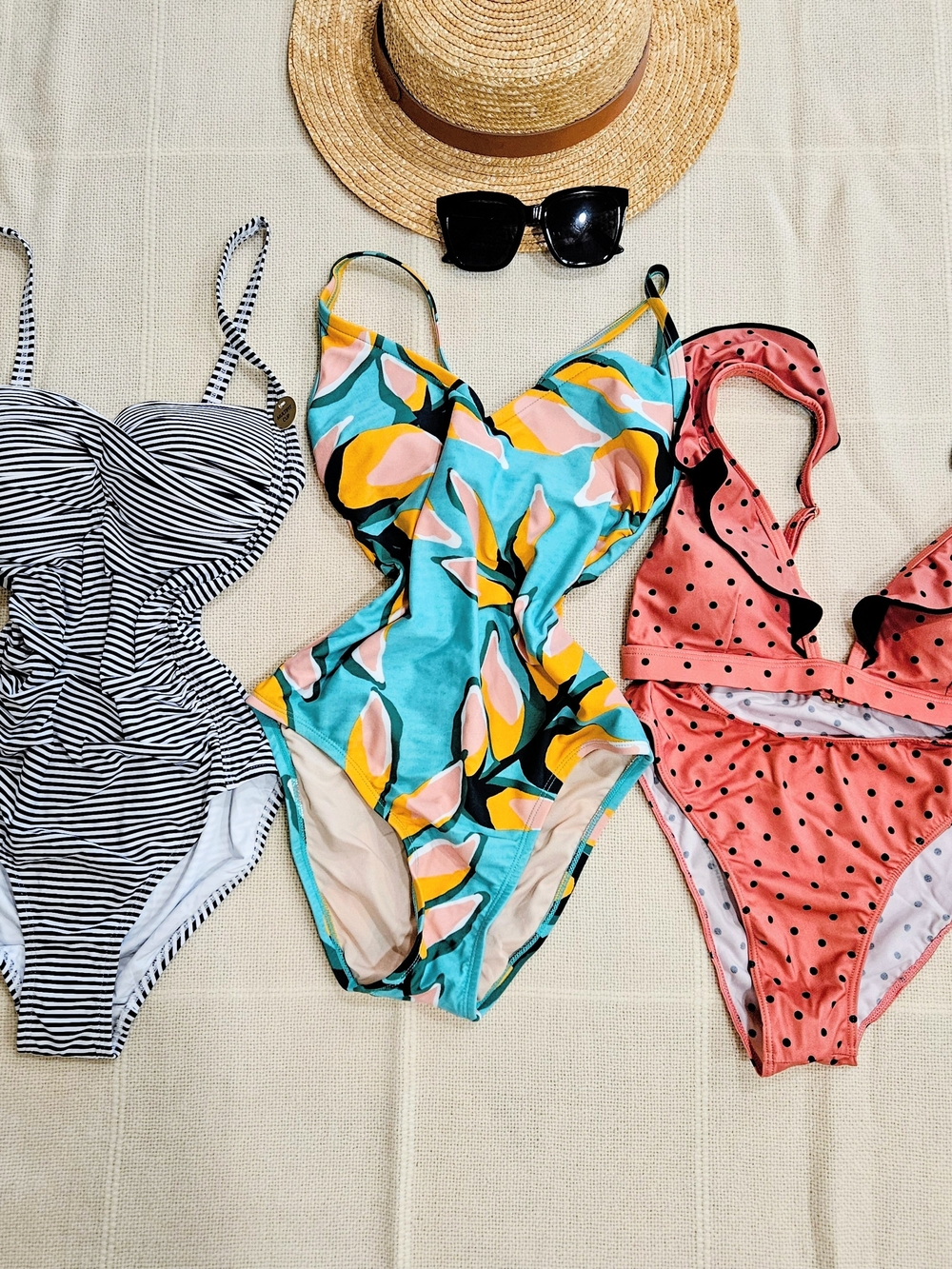 Summersalt Polka Dot Two Pieces Bikini Navy White Striped One Piece Swimsuit